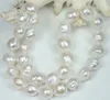 Énorme collier de perles blanches naturelles australiennes des mers du sud, 11-12mm, 18 pouces
