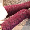 Wholesale- 2016 New Casual Fashion Women Leggings Pants Sexy Vintage Skinny Floral Lace Velvet See Through Elastic Stretch High Waist Pants