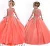 Little Girls Pageant Dresses For Teens Princess Rachel Allan Jewel Crystal Beading White Coral Kids Flower Birthday Gowns HY00731