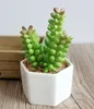 Free Shipping Cute Decorative Ceramic Potted Green PVC Succulents Plants Display Cactus Planter For Home Office Decor Dropshipping