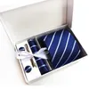 Ny ankomst Silke Striped Men Slips Neck Tie Set Vävd Formell Wear Business Wedding Party Classic Hombre Gravatas K16