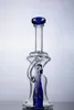 Blu inline perc Bong in vetro con doppio riciclatore narghilè pipa ad acqua pipa shisha con giunto da 14 mm