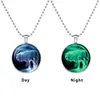 Wholesale-2016 Wolf Cabochon Glass Glowing Collane con ciondolo Gioielli di moda Catena placcata argento Glow In The Dark Collane Collares