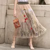 2017 Summer Long Skirts Top Quality Tulle with Embroidery Elastic Waist Long Women Dresses Black,Light Brown