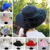 Nowe kobiety Kentucky Derby Wedding Church Party Floral Hat Elegancki szeroki brzeg słońce Summer Hats Hats Organza Hats for Women 7 Colours Najwyższa jakość