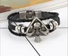 Bracelet en cuir de vachette argent antique 100% bracelet en cuir de vachette boucle crâne croix coeur cuir couple bracelet mix 4 styles 12pcs / lot