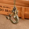 Europese en Amerikaanse stijl vintage zeemeermin patroon lange ketting meisjes charmante ketting sieraden goud brons trui ketting gratis verzending