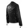 Wholesale- Hot ! High quality new Spring fashion leather jackets men, men's leather jacket brand motorcycle skull