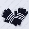 Mix Colors Classic Stripe Winter Warm Touch Screen Gloves For Table And Cellphone Stretchable Pure Color Five Fingers Glove