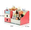 Träförvaring Box Smycken Container Makeup Organizer Case Handgjorda DIY Assembly Cosmetic Organizer Wood Box för kontor