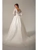 Robes de mariée modestes vintage avec manches longues en dentelle haut en taffetas jupe formelle église robes de mariée robe de mariée sur mesure vente