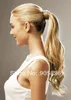 Brown blonde highligts ombre ponytail hair extension Around Drawstring Curly Natural Wavy Ponytails Human Hairs Draw string Pony tail hairpiee 120g