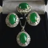 Jewelry butterfly green jade pendant Necklace earrings ring set