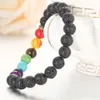 Moda 7 Chakra Pulsera Power Energy Pulsera Hombres Mujeres Moda Rock Lava Piedra Pulsera Mejor Vendedor Preferido