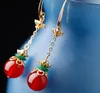 Agate rouge naturelle Alliage de jade vert sexy - Boucles d'oreilles anti-allergiques. Le préféré des belles femmes