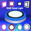 Panneau lumineux LED RGB avec télécommande, plafonnier encastré en Surface, 6/9/18/24W, lampe d'intérieur ronde/carrée