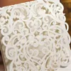 Cartões de felicitações por atacado- 12pcs/lote branco elegante e elegante convites de casamento de flores shinestone a laser decorações de festas convite casamento