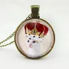 2017 söta katt smycken klassiska glas cabochon halsband hängsmål mode collares för kvinnor