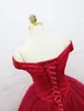 Сверкающие платья Quinceanera Ball Hown Them Red Evening Dress Lace-Up Back Plearts Tulle Sweep Train Quinceanera платья299R