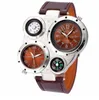 Julklapp Genève Compass Big Dial Multitime Men039s Titta hela två gånger Walking Watch Watchs Outdoor Walking 7928749