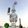 bong en verre de recycleur d'oeufs fabuleux avec capuchon en céramique de carburateur clou en céramique avec des plates-formes suisses Perc dab pomme de douche perc bong MFE014