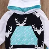 新生児の子供幼児の赤ちゃん男の子鹿のフード付きトップスホドディ+パンツ衣装セット服0-5t無料の出荷