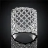 تصميم الأزياء ساحة شبكة مطلي الفضة الاسترليني البنصر تناسب المرأة، زفاف 925 طبق من فضة خواتم خاتم سوليتير فرقة خواتم ER543