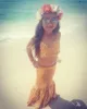 Nowa moda Czechy musujące Tws Piept Girls Korowody Suknie Mermaid Halter Cute Cekiny Kids Formal Wear Beach Flower Girld Dress