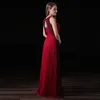 2017 BURGUNDY Chiffon Long Evening Dresses Halter Fashion Women Formal Gown Billiga Crepe Sexy Slit Evening Party Prom Klänningar A019