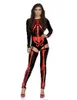 Halloween Party Costumes Scary Devil Ghost Cosplay big Children Women Skull Skeleton Prints Leotard Catsuit Costume free shipping