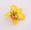 8 cm ipek Tayland orkide çiçek başları; İpek Yapay Çiçekler düğün dekorasyon için, DIY şapkalar HJIA1063
