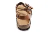Beroemde merk platte sandalen mannen vrouwen schoenen vrouwelijke dubbele gesp classics gladiator slipper lederen slippers met orignal doos