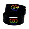 1 pc orgulho 1 polegada pulseira de silicone larga com menino e menina logotipo de gênero preto tamanho adulto preto