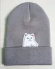 Zimowe czapki mody Nowe kreskówki Middle Finger Cat Elastyczne dzianinowe dzianinowe wełniane czapka czapka, tak urocze czapki