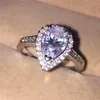 Czeski Biżuteria Delikatna Gruszka W Kształcie Biała Diamentowa Pierścień Palec Moda 10KT White Gold Wypełnione Ślubne Ślubne Pierścienie Dla Kobiet Prezent