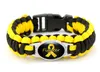 (10 PCS/lot) Pink Breast Cancer Fighter Hope Ribbon Awareness Paracord Bracelets Blue Yellow Black Outdoor Camping