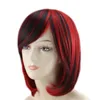 WoodFestival black red short wig natural hair straight wigs with bangs omber synthetic fiber hair daily wear women3150583