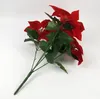 Cheap Fake Artificial Red Poinsettia Flower Silk Velvet Poinsettias Flower Bouquet for Home Party Christmas Decoration