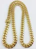 Men 18K Geel Gold roestvrij staal 12 mm 24 "Miami Cuban Curb Link Chain