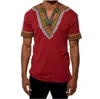 Mannelijke Dashiki Vintage t-shirts 2017 Katoen Bohemen Retro Tops Mannen Afrikaanse Print T-shirt Etnische Traditionele Tees Plus Size