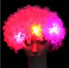 Halloween disco clignotant Curly Wig Rainbow Afro Wigs LED CLOWN Hair Wigs Child Adult Costume Glowing Wigs Football Fan Wig