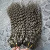 Grå hår väv Brasilianskt hårväv buntar 200g Brasiliansk Kinky Curly Virghow Gray Curly Weave Human Hair 2st