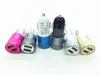 Colorful Aluminium Nipple Mini Car Charger With Dual USB 2 Port LED Light 5V 1~2.1A Micro Auto Power Adapter For iPhone Samsung HTC