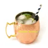 Mokken Groothandel-gehamerd Koperplated Roestvrij staal Moskou Mule Mok Drum-type Bier Cup Coffe Water Glass Drinkware1