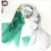 Groothandel-160 * 50cm Nieuwe 2015 Lange Koreaanse Mode Bloem Print Chiffon Sjaal Vrouwen Winter Sjaals Sjaals Wraps