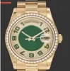 Gratis Shippng Wholesale New Arrifve Luxury Watch Mens Anniversary Diamond Bezel Watch Män Guld Klockor Mäns VD 118348 Dress Wristwatc