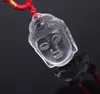 2017 hot sales Delicate Carved genuine natural white crystal Buddha head pendant + Free of charge necklace 20pcs/lot