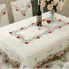 Nappe de luxe européenne avec bordure en dentelle Polyester couverture de table carrée broderie fleurs mariage maison fête Table Decorat