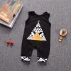 Ny baby rompers sommar spädbarn kläder bomull svart ärmlös tecknad räv jumpsuit bodysuit nyfödd baby pojke tjej kläder grossist