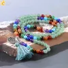 CSJA 108 Aventurina verde natural jade Mersa de jóias Long 7 Chakra Healing Balance Balanço de pedra preciosa Mala Braça Mala e242n